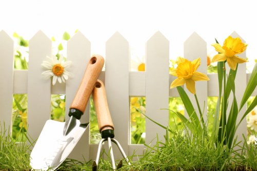 Hard landscaping features including paving and retaining walls